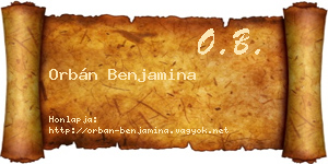 Orbán Benjamina névjegykártya